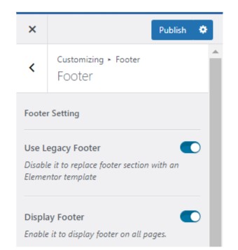 footer customizer landify