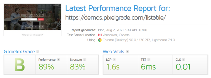 listify-gtmetrix-report