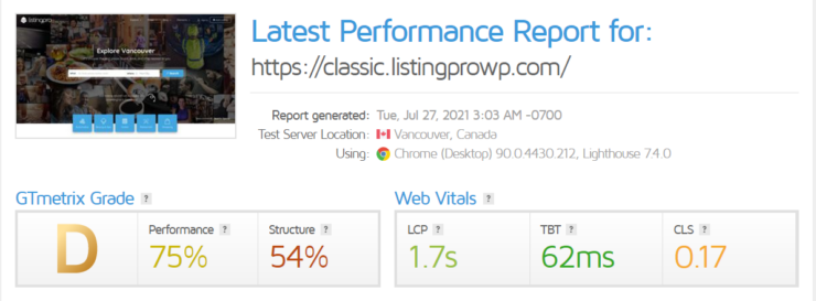 listingpro-gtmetrix-report